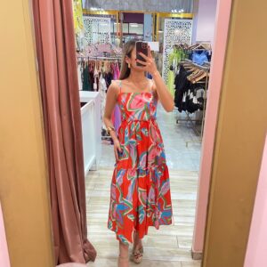 BATITA MIDI TIRANTES FLOR AZUL PIEZAS FALDA