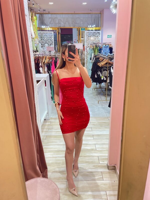 MINI TIRANTES MESH PERLITAS ROJAS