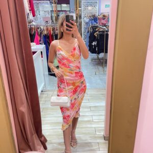 MIDI TIRANTES MESH FLORAL DRAPEADO