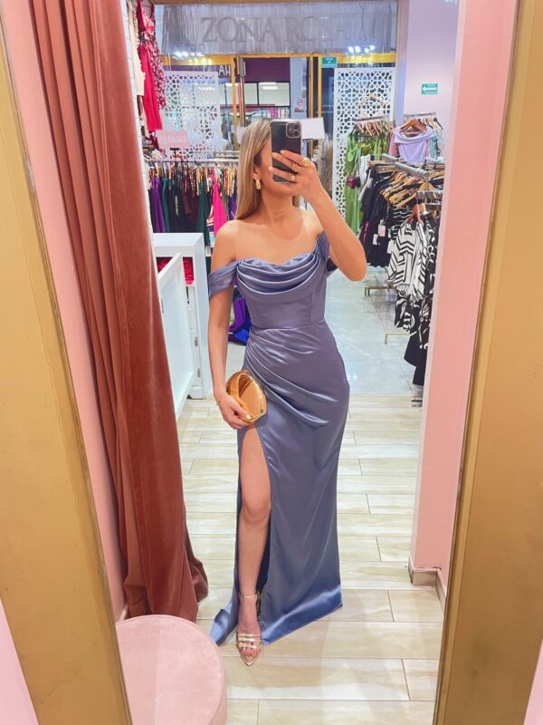 MAXI SATIN OFF SHOULDERS BUSTO COLGADITO - Image 2