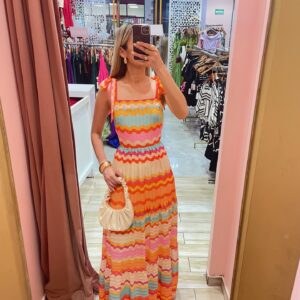 MAXI TIRANTES ONDITA NARANJA PRINT RAYITAS NARANJAS