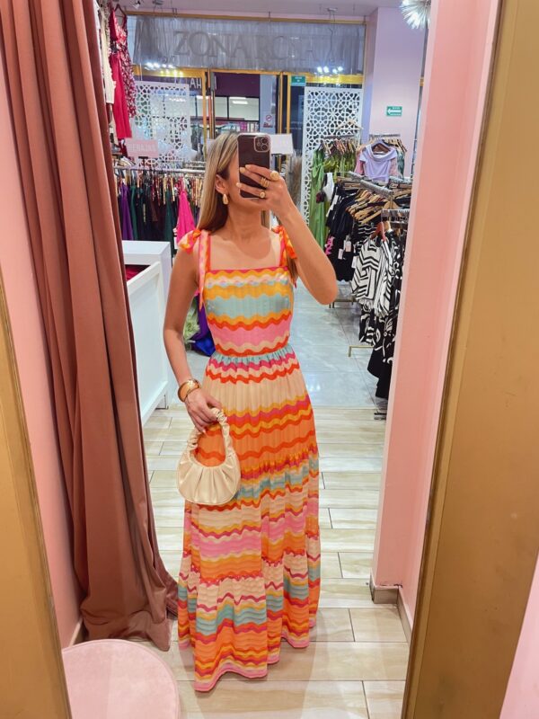 MAXI TIRANTES ONDITA NARANJA PRINT RAYITAS NARANJAS
