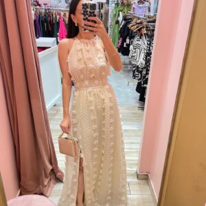 MAXI VESTIDO HALTER POMPONES