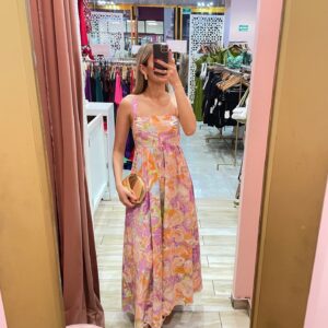MIDI TIRANTES FLORAL LAVANDA NARANJA