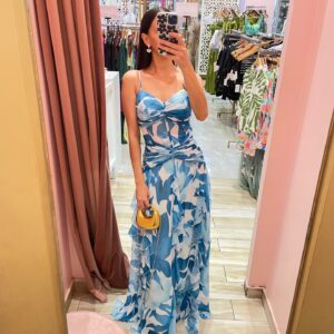 MAXI TIRANTES CHIFON FLORAL TURQUESA