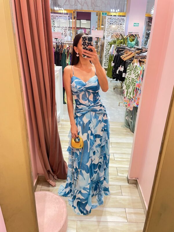 MAXI TIRANTES CHIFON FLORAL TURQUESA