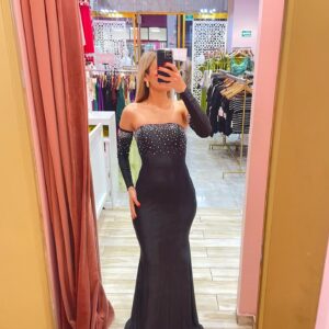 MAXI STRAPLES PEDRERIA BUSTO CON GUANTES