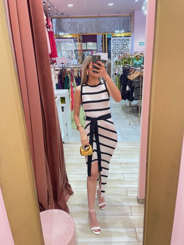 MIDI KNIT SINMANGA LISTON NEGRO RAYAS NEGRAS