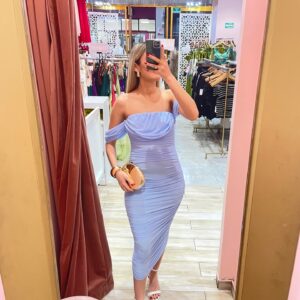 MIDI SHANTI MESH OFF SHOULDERS TODO DRAPEADO