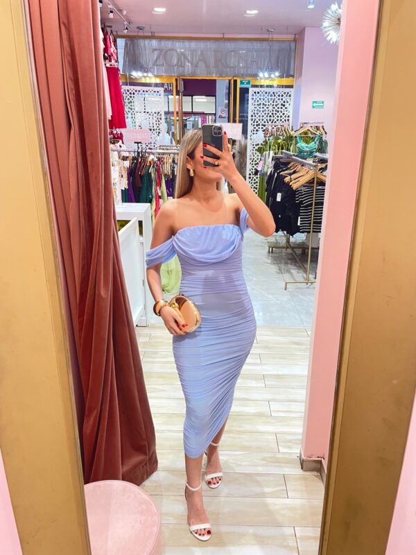MIDI SHANTI MESH OFF SHOULDERS TODO DRAPEADO