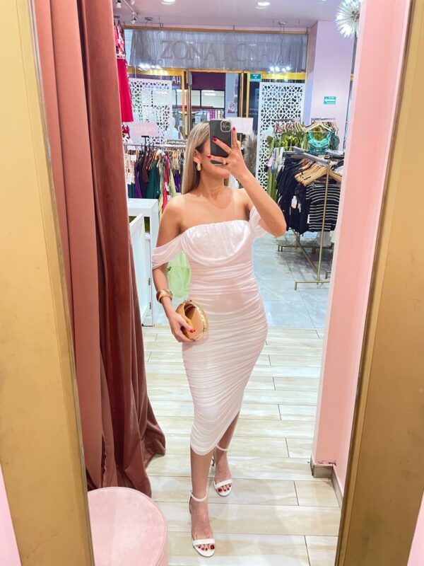 MIDI SHANTI MESH OFF SHOULDERS TODO DRAPEADO - Image 2