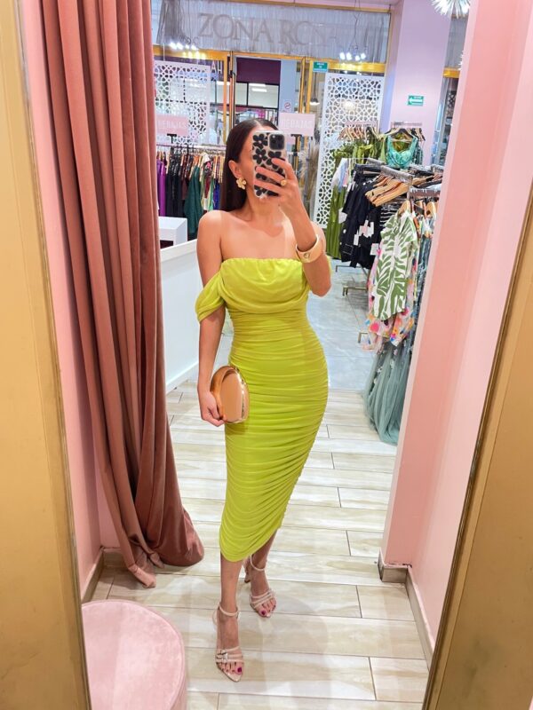MIDI SHANTI MESH OFF SHOULDERS TODO DRAPEADO - Image 3