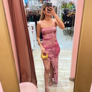 MAXI TIRANTES MESH ASIMETRICO FLORAL ABERTURA CINTURA