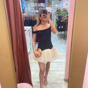 OFF SHOULDERS FALDA TUL BEIGE