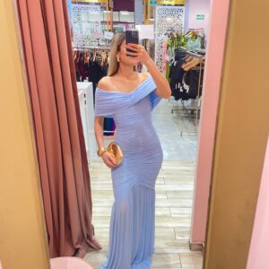 MAXI MESH SOLIDO OFF SHOULDERS TODO DRAPEADO SUELTO ABAJO