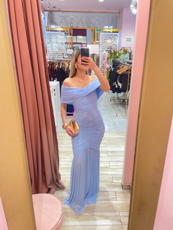 MAXI MESH SOLIDO OFF SHOULDERS TODO DRAPEADO SUELTO ABAJO