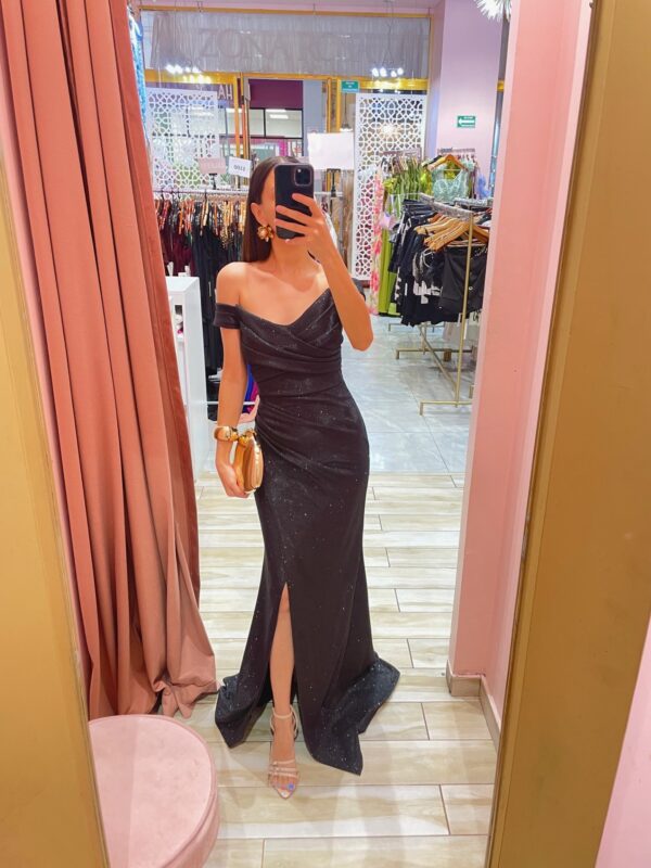 MAXI OFF SHOULDERS CRUZADO BUSTO BRILLO