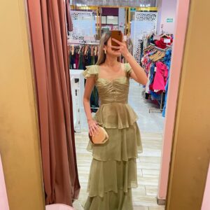 MAXI MANGUITA CHIFON FALDA CAPAS