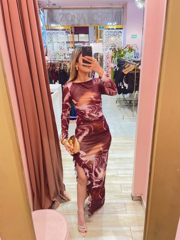 MIDI MANGA LARGA MESH MANCHAS BLANCAS