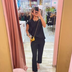 SET BASICO BLUSON SIN MANGA PANTALON ANCHO