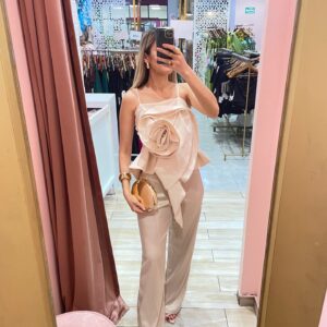 SET TOP FLOR MATE PANTALON SATIN