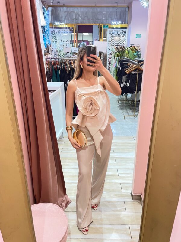 SET TOP FLOR MATE PANTALON SATIN