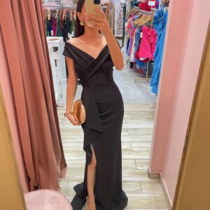 MAXI STRAPLES OFF SHOULDERS SOLIDO ABERTURA PIERNA
