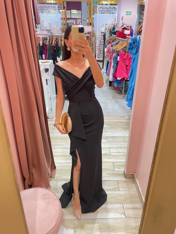 MAXI STRAPLES OFF SHOULDERS SOLIDO ABERTURA PIERNA