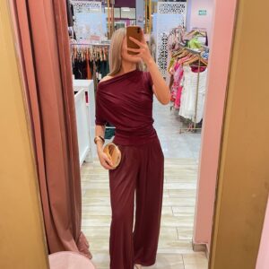 SET TOP LICRA PANTALON ANCHO SATIN