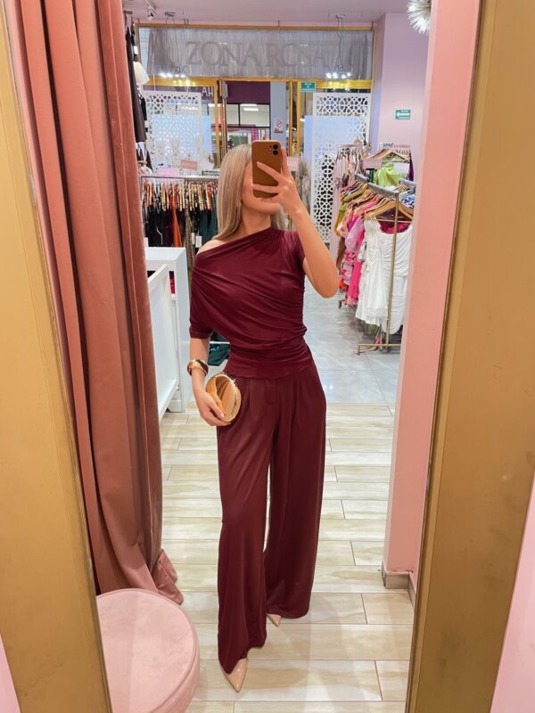 SET TOP LICRA PANTALON ANCHO SATIN