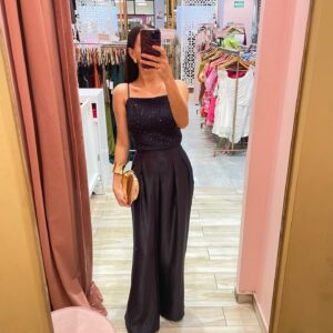 SET TOP TIRANTES CORTO BRILLO Y PANTALON SATIN