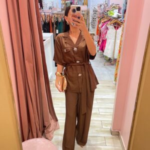 SET CAMISA MANGA CORTA Y PANTALON SOLIDO