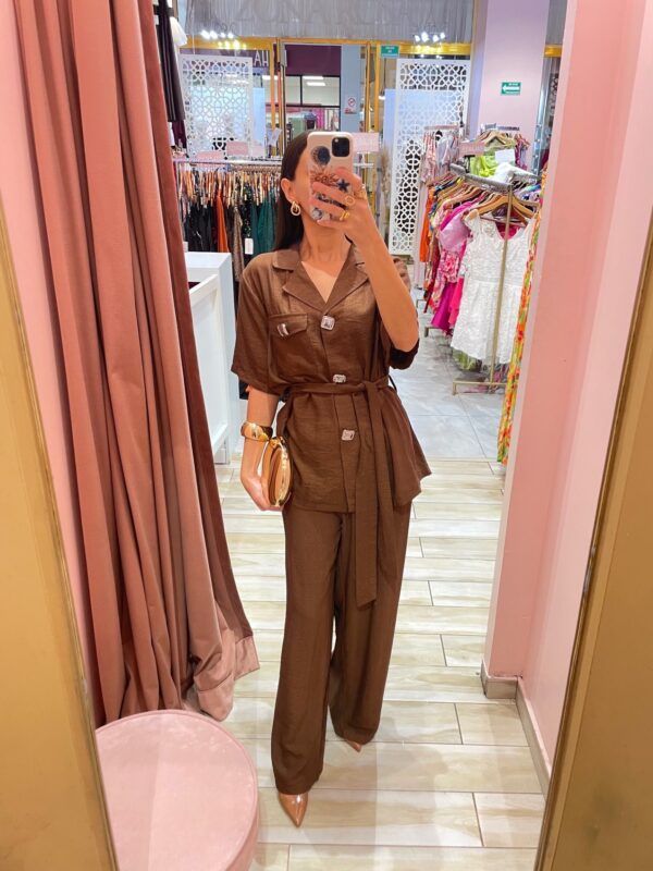 SET CAMISA MANGA CORTA Y PANTALON SOLIDO