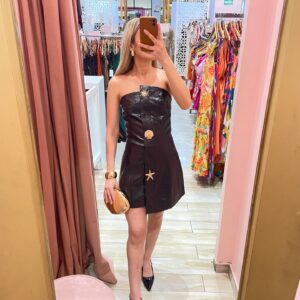 VESTIDO STRAPLES PIEL BOTON SOL CONCHA ESTRELLA