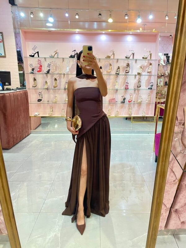 MAXI TOP TIPO CHALECO LISO FALDON CHIFON Y MASCADA