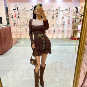 VESTIDO TIRANTES ENCAJE CON BOLERO MANGA LARGA