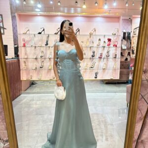 MAXI CIRCULAR CHIFON BUSTIER TIRANTES FLORECITA COLGANTE