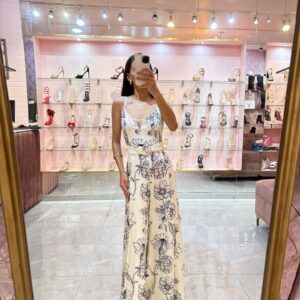 PALAZO TIRANTES FLOR DELINEADA NAVY ANCHO