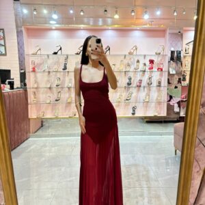 MAXI TIRANTES TEJIDO ARRIBA FALDA PLISADA GASA