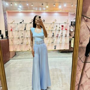 PANTALON  ANCHO SOLIDO CON CINTO