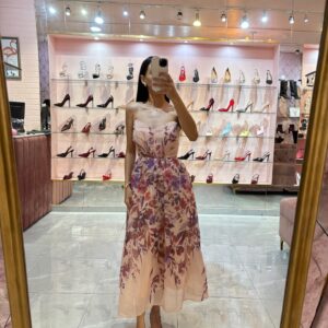 MIDI STRAPLES CIRCULAR FLORAL ABAJO