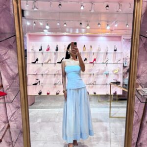 MIDI TOP STRAPLES FALDA PLISADA SUELTA