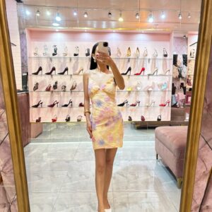 CORTO TIRANTES FLORES AZULITO LAVANDA BEADED