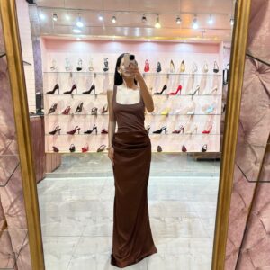 MAXI TIRANTES FALDA SATIN RUCHED ESPALDA CORSET