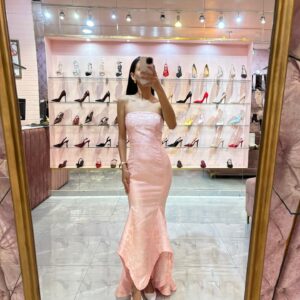 MIDI STRAPLES PIEZAS ABAJO TELA GRABADA