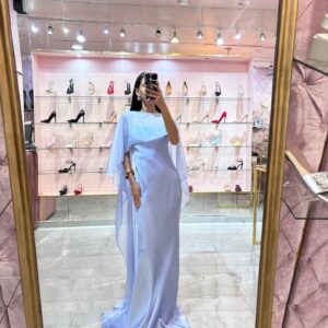 MAXI STRAPLES SATIN CON CAPA CHIFON