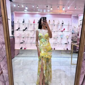 MIDI TIRANTES MESH FLORAL AMARILLO COPAS